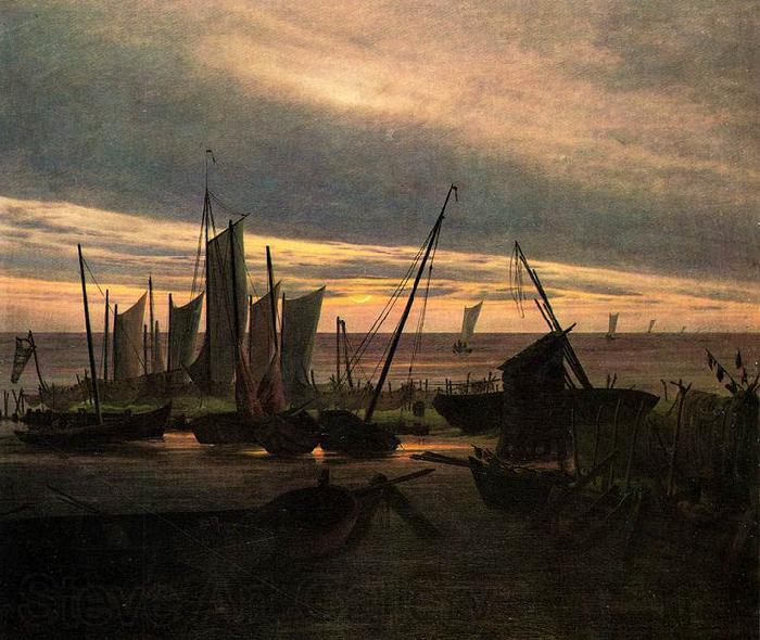 Caspar David Friedrich Schiffe im Hafen am Abend (Nach Sonnenuntergang)